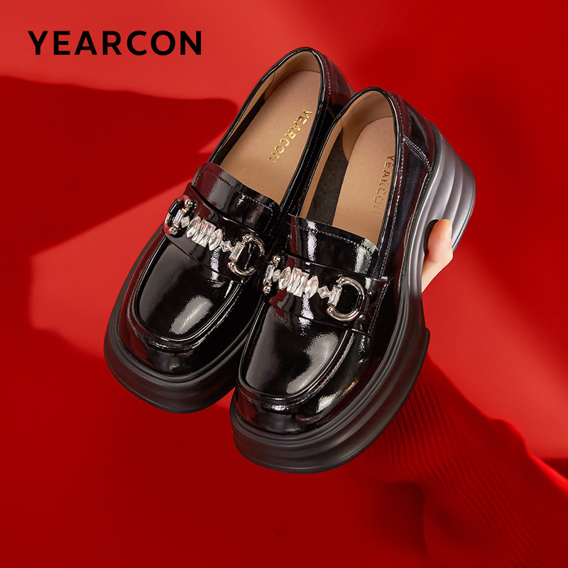 意尔康女鞋2024春季新款乐福鞋女厚底时尚小皮鞋漆皮单鞋百搭高跟,女鞋,乐福鞋（豆豆鞋）,淘宝优惠券,粉丝福利购,淘宝优惠卷