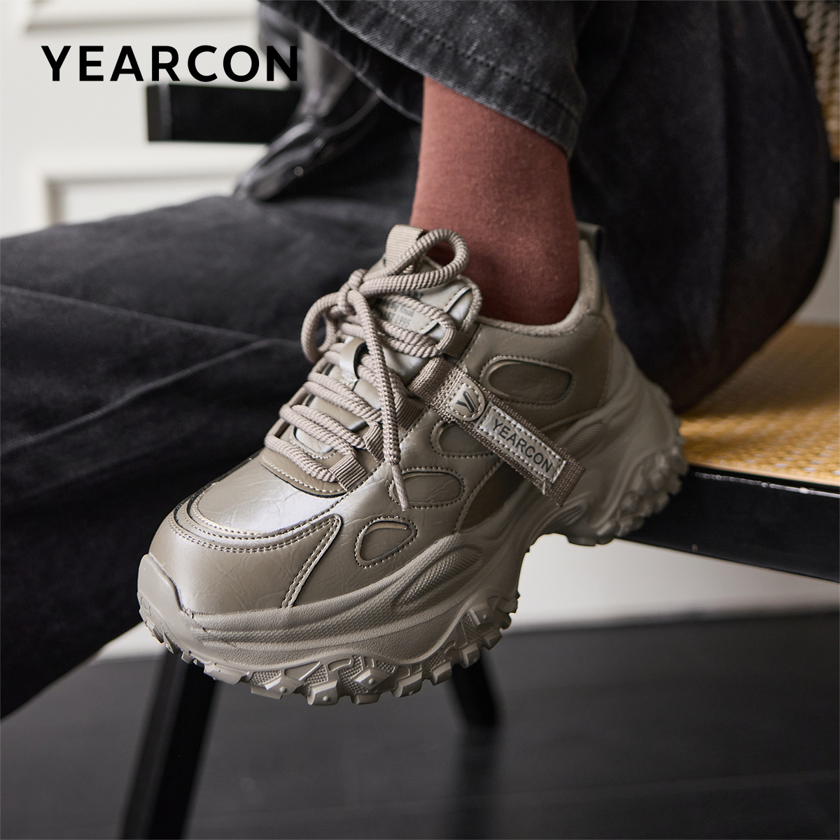 意尔康女鞋2025新款秋冬季加绒老爹鞋女厚底休闲鞋百搭运动鞋棉鞋