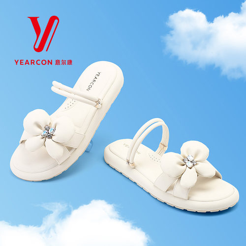 意尔康凉鞋女平底软底凉拖鞋夏季外穿花朵2024新款配裙子沙滩鞋女