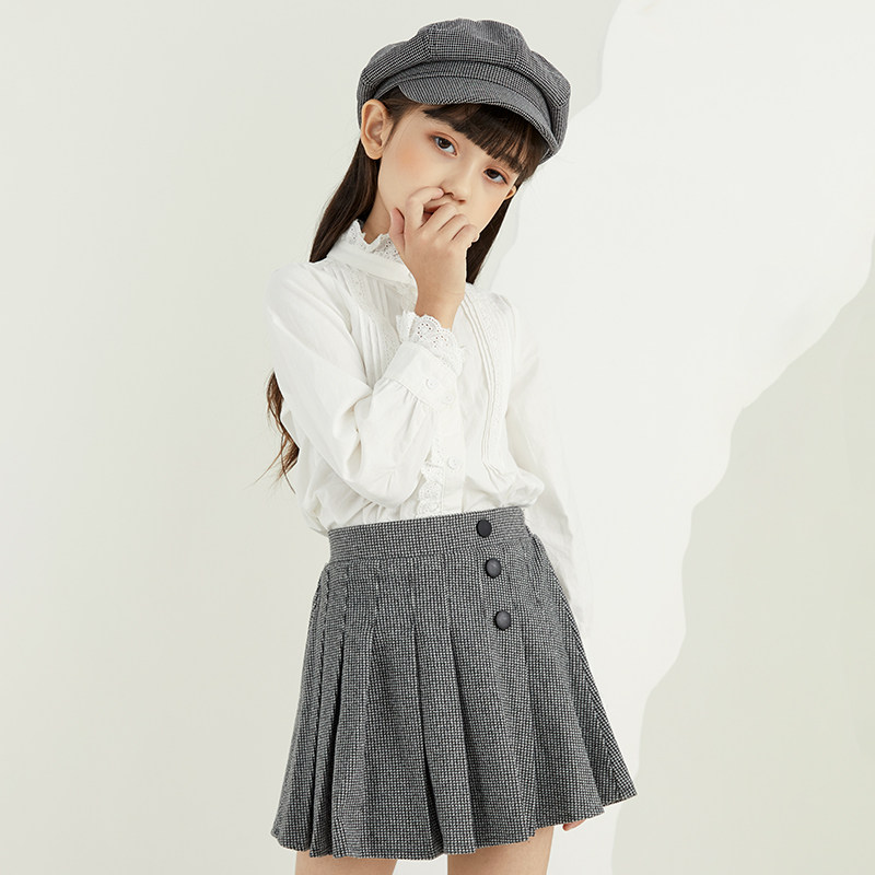 女童衬衫2026春装新款纯棉花边小女孩长袖韩版宝宝白衬衣洋气上衣