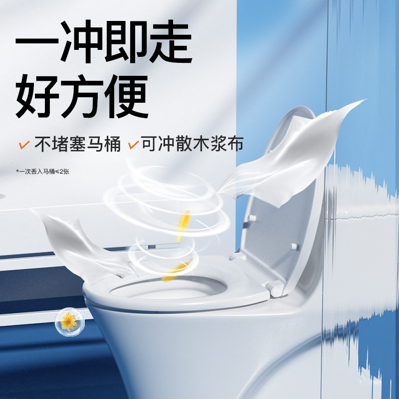 可降解可冲散80抽大包湿厕巾