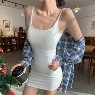 纯欲性感带胸垫吊带连衣裙女春季修身显瘦包臀短裙气质修身包臀裙