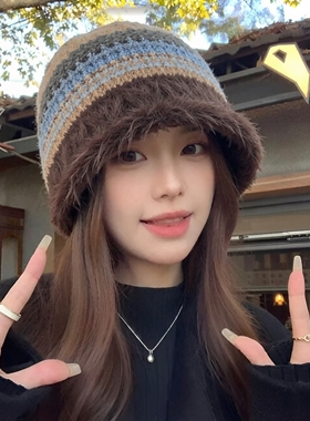 冬季美拉德保暖加厚堆堆帽女款