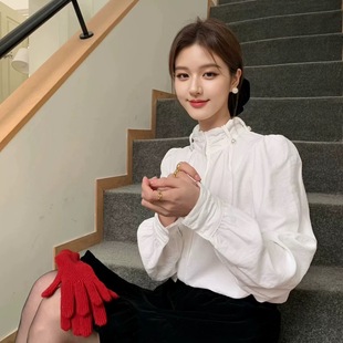 2557 高领珍珠款 高品质赵露思同款 锻炼白衬衫
