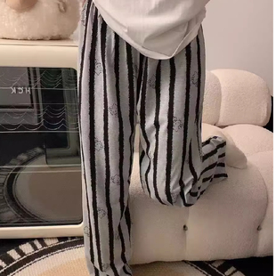 条纹kt猫睡裤女夏季新款宽松遛弯裤卡通可爱家居裤长裤可外穿学生