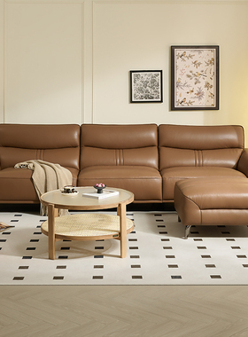 全友家居门店同款 时尚风 22902 头层牛皮真皮直排一字型皮沙发