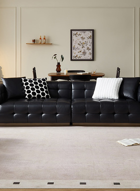 全友家居门店同款 复古风 205019 头层全真牛皮一字型直排皮沙发