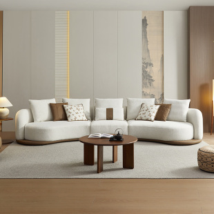 全友家居门店同款 鹅毛抱枕异一字型直排羊毛混纺布艺沙发 210062