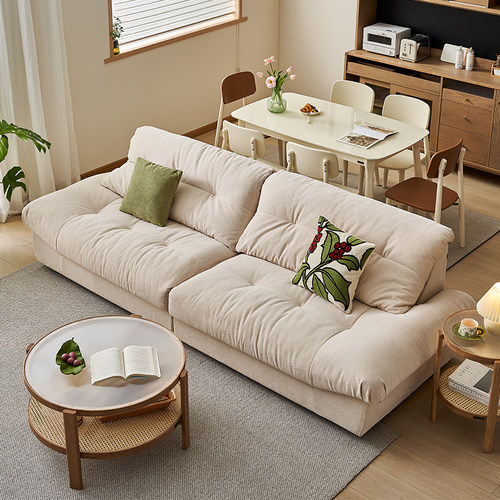 全友家居 门店同款 时尚简约  210023 一字型直排雪尼尔布艺沙发