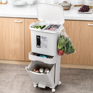 58元包邮  日本和匠 双层干湿分离垃圾桶 35L