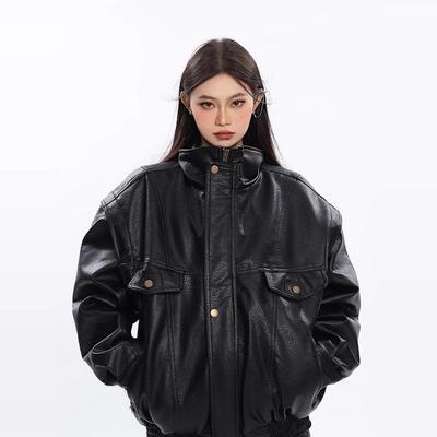 美式复古高级感PU皮衣夹克男女