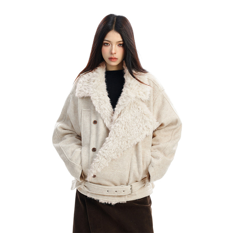 美式复古羊毛混纺棉服女冬季双排扣毛呢毛毛领座山雕情侣加厚外套,女装/女士精品,棉衣/棉服,淘宝优惠券,粉丝福利购,淘宝优惠卷