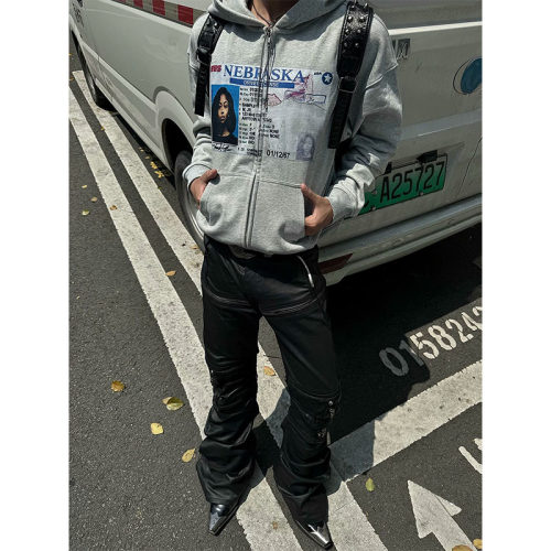 美式街头正肩连帽boxy卫衣开衫