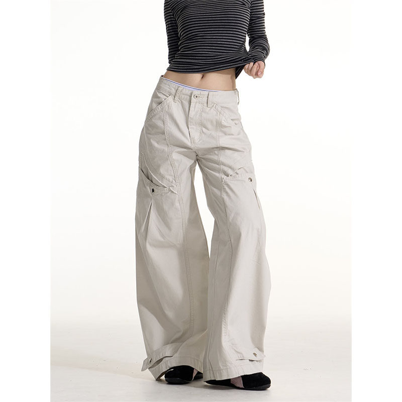美式复古辣妹设计感弯刀工装裤女2026新款宽松显瘦百搭阔腿休闲裤,女装/女士精品,休闲裤,淘宝优惠券,粉丝福利购,淘宝优惠卷