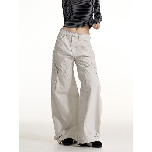 美式复古辣妹设计感弯刀工装裤女