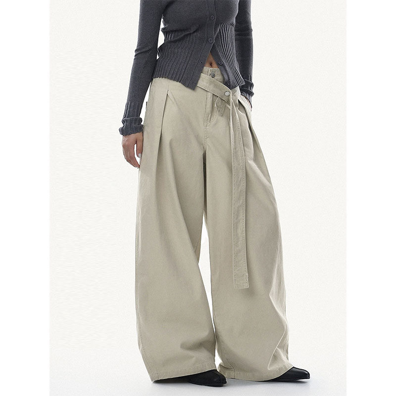 美式复古设计感腰带阔腿牛仔裤女2026新款宽松休闲松弛慵懒风裤子,女装/女士精品,牛仔裤,淘宝优惠券,粉丝福利购,淘宝优惠卷