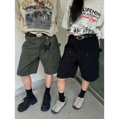 美式街头水洗做旧多口袋伐木裤