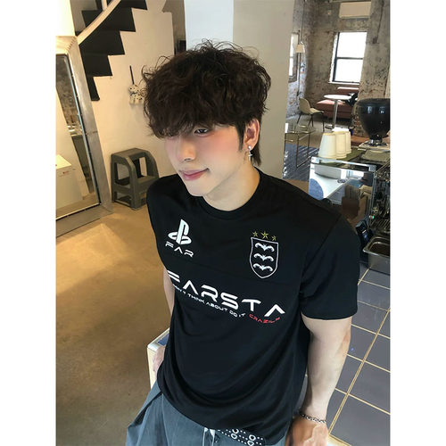 美式复古球衣正肩短袖t恤男女