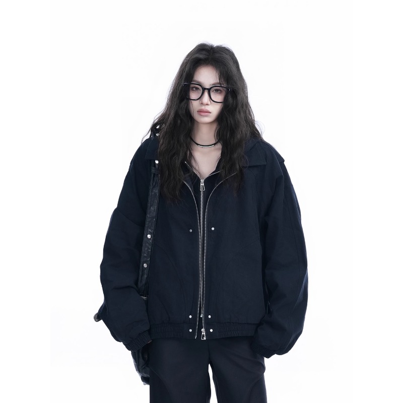 美式解构假两件棒球服外套男女