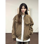 夹克男女秋冬季 美式 复古cleanfit工装 休闲宽松做旧哈灵顿外套潮牌