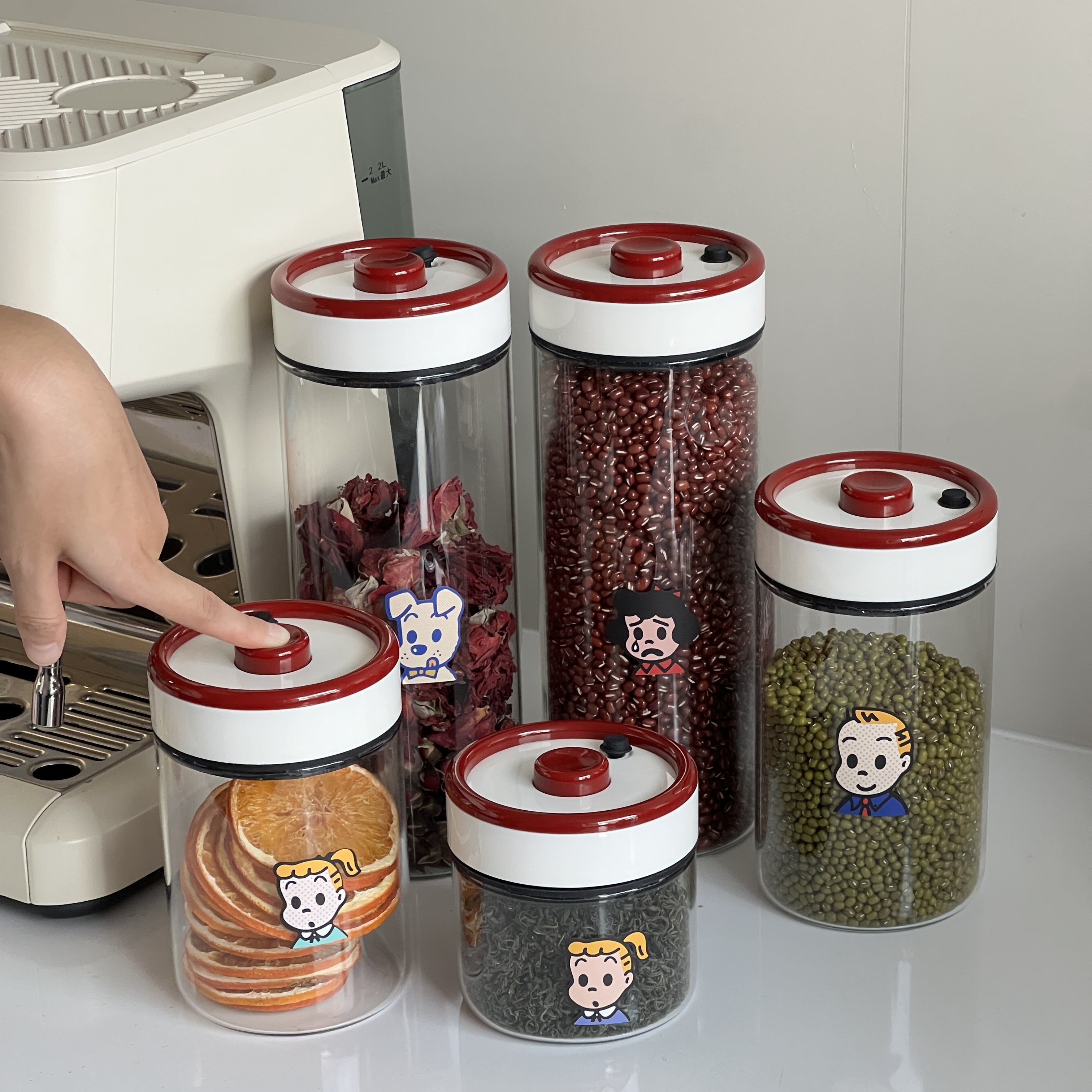 咖啡豆保存罐真空密封罐玻璃杂粮陈皮奶粉储存罐茶叶收纳储物罐