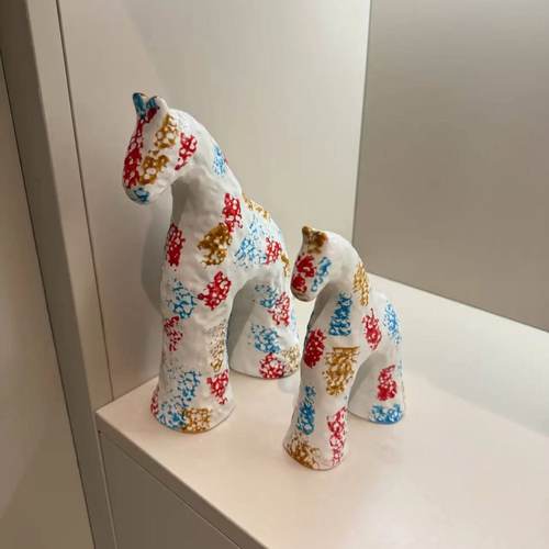 陶瓷马玄关摆件创意客厅电视柜酒柜装饰品北欧风轻奢高级感摆件