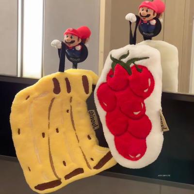 可爱水果擦手巾挂式高颜值抹手布厨房卫生间超强吸水加厚擦手毛巾