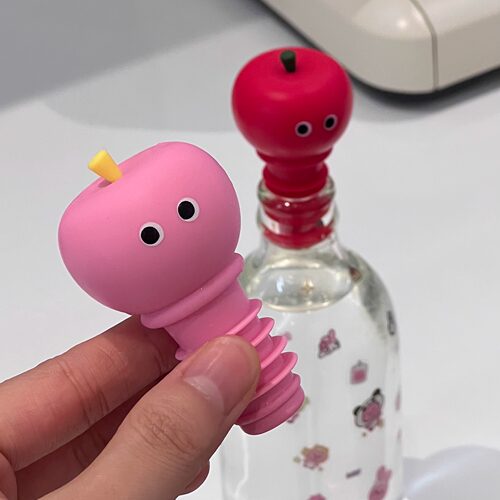 可爱苹果瓶塞硅胶密封塞红酒塞葡萄酒瓶泰象牌苏打水瓶通用塞子