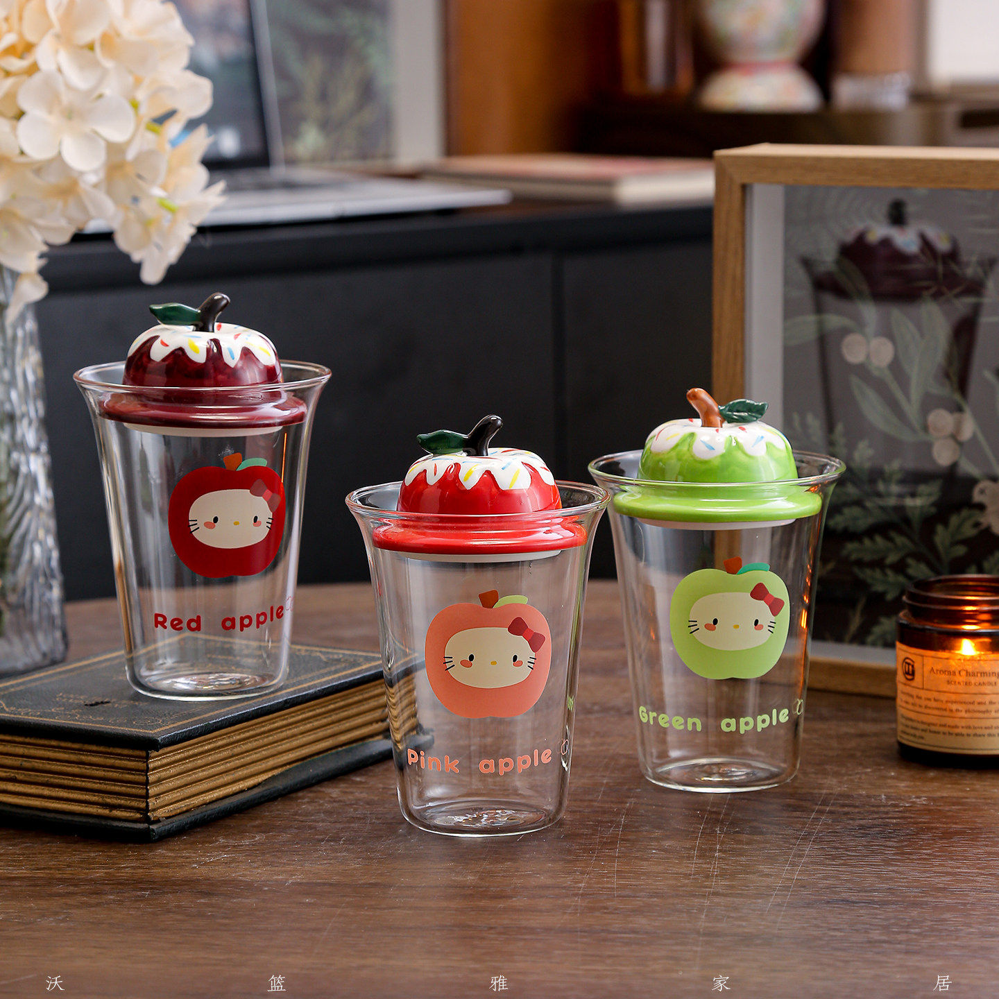 卡通KT猫玻璃杯家用桌面办公室可爱便携高硼硅早餐杯直饮苹果水杯,餐饮具,玻璃杯,淘宝优惠券,粉丝福利购,淘宝优惠卷