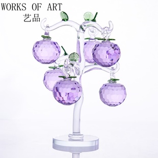 单只 饰摆件 轻奢紫色苹果树6挂苹果树工艺品客厅玄关装