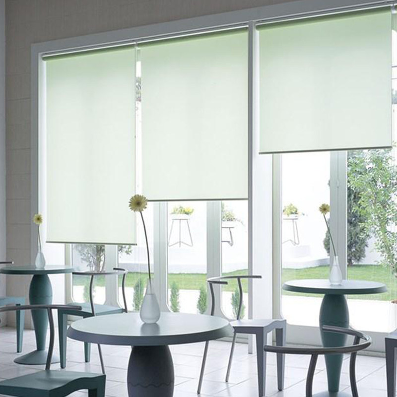 纯色半遮光手动电动卷帘窗帘办公室客厅居家会所民舍厨房遮阳帘