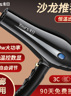 永日专业大功率发廊电吹风机LED液晶温控数显恒温低噪音电吹风筒