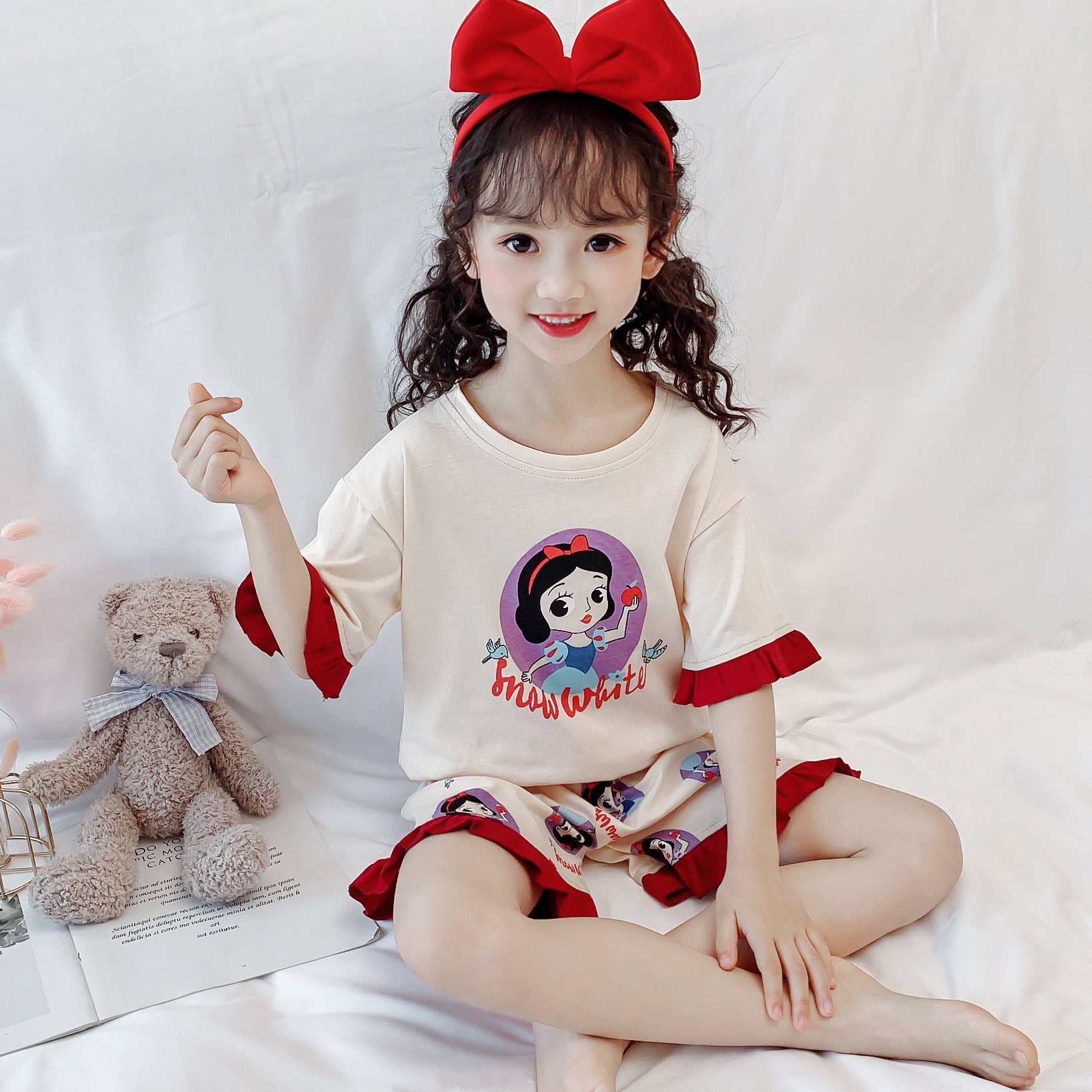 儿童睡衣夏季女童纯棉短袖空调服小女孩中大童韩版薄款家居服套装