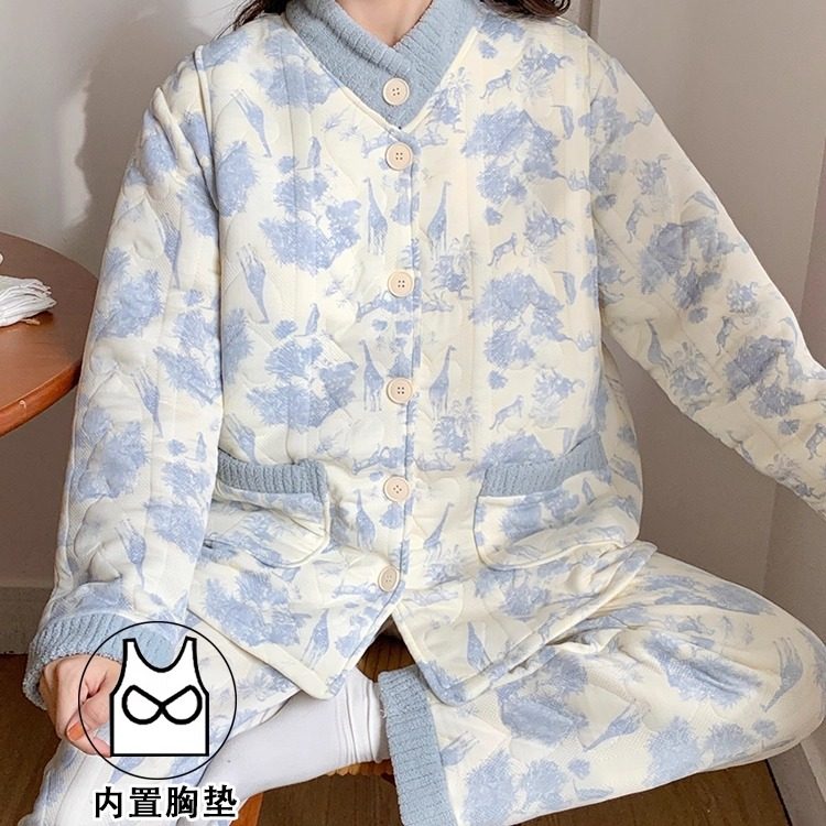 带胸垫月子服产后空气棉孕妇睡衣女春秋款大码哺乳加厚夹层十月份,孕妇装/孕产妇用品/营养,家居服套装,淘宝优惠券,粉丝福利购,淘宝优惠卷