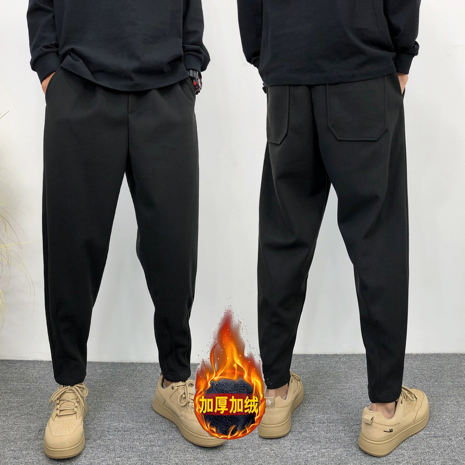 自主长裤休闲轻奢毛呢裤