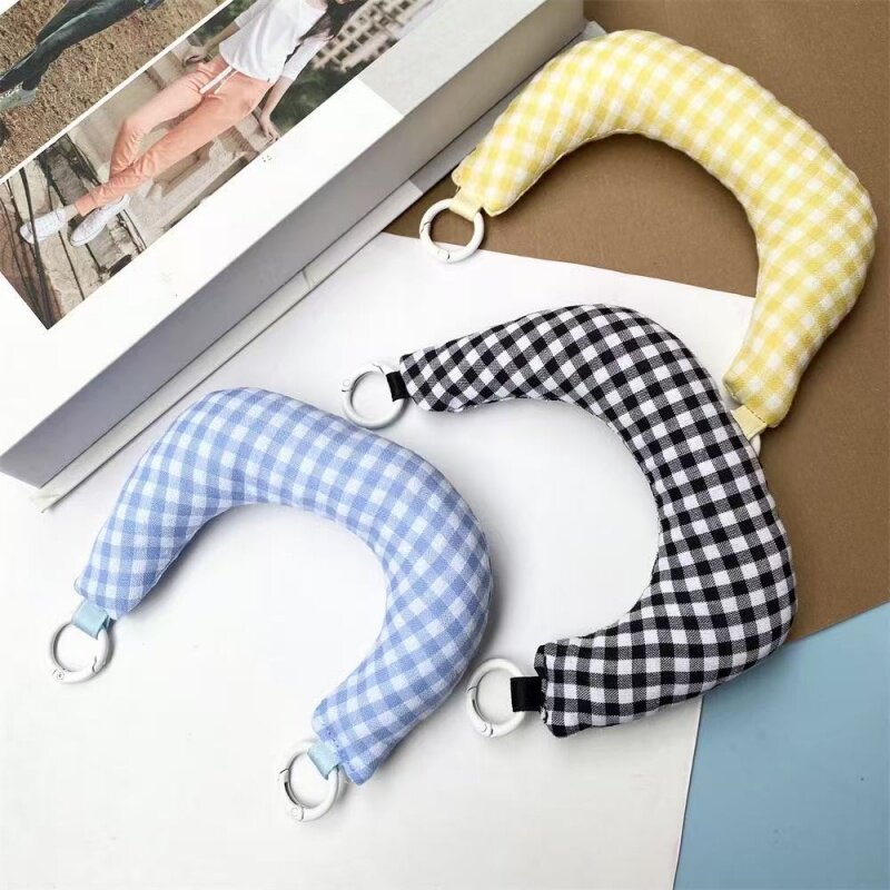 日韩格子ins风手机挂绳充气棉绳手提手拎防丢防盗通用钥匙扣相机挂