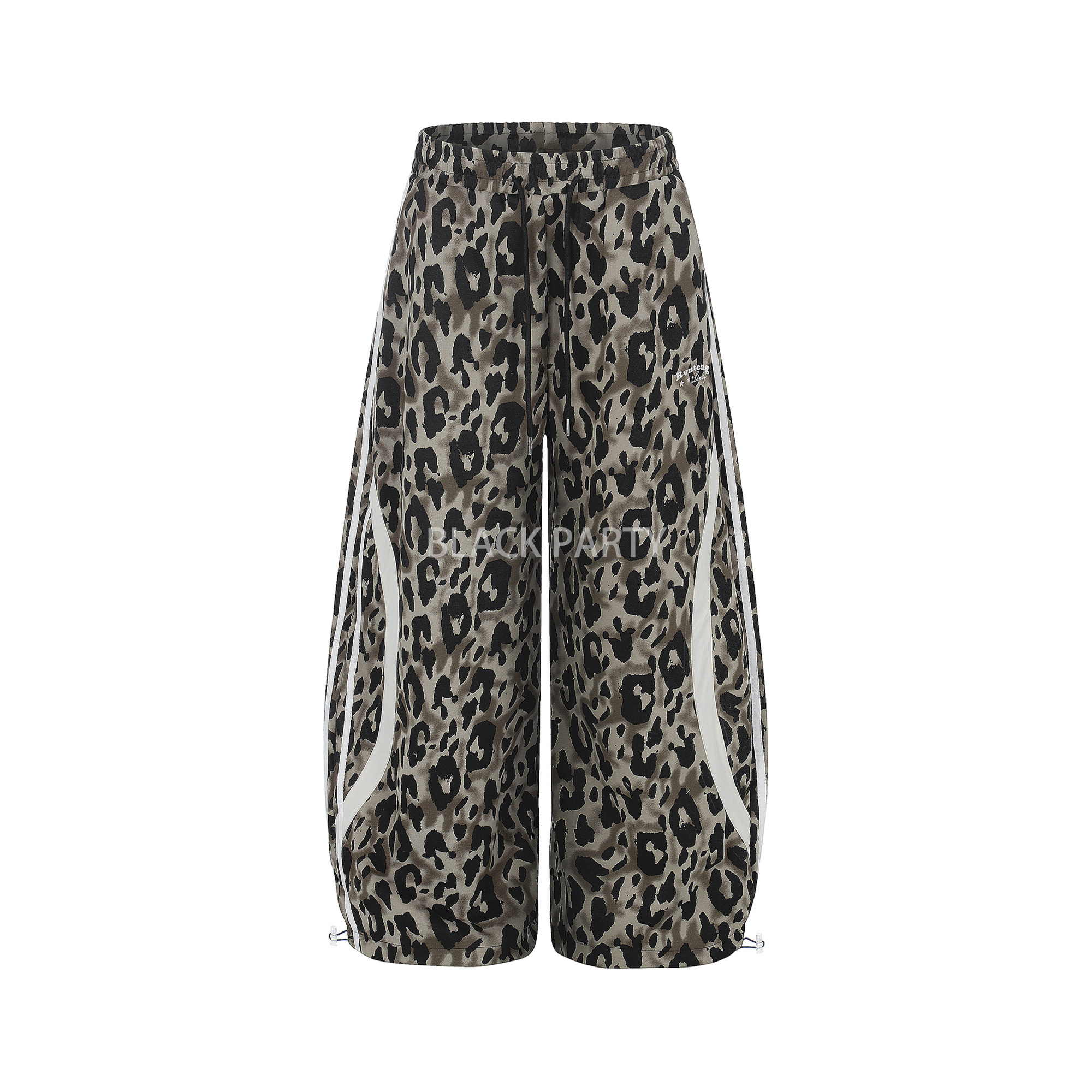 BLACKPARTY 美式复古豹纹休闲直筒弯刀裤男女款百搭宽松阔腿卫裤