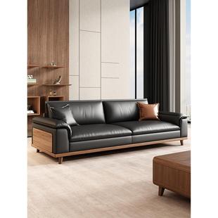真皮办公室沙发三人位现代简约接待室贵宾会客洽谈商务茶几组合