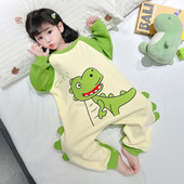 儿童纯棉连体睡衣春秋宝宝女孩防踢爬服男女童秋天防着凉连身睡袋