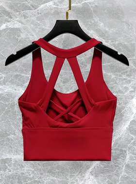 红色瑜伽服运动背心女高级感时尚胸衣专业健身房跑步训练文胸上衣
