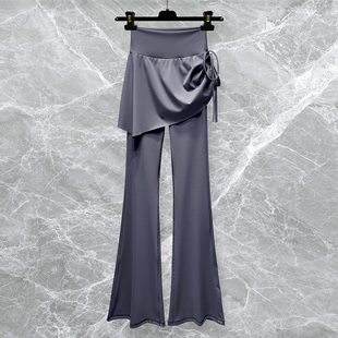 瑜伽假两件喇叭裤女时尚高腰显瘦遮臀裙裤运动健身舞蹈训练遮挡裙