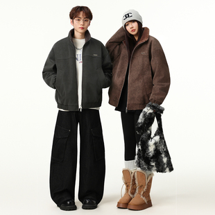壹秋家 立领棉服男装穿搭冬季加绒外套男装冬季夹克潮牌皮衣推荐