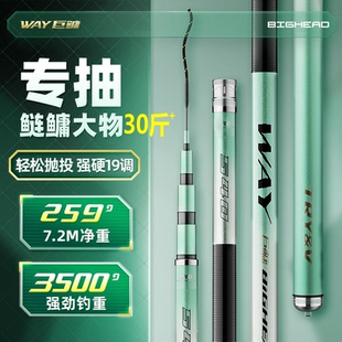 创威way巨鳙鱼竿手杆超轻超硬19调碳素鲢鳙钓鱼竿台钓轻量大物杆