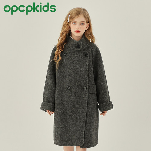 OPCP英伦风羊毛呢子大衣男女同款