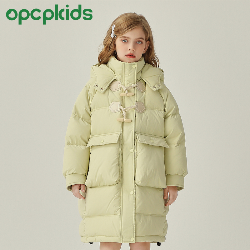 OPCP新款牛角扣羽绒服精品白鸭绒