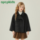 OPCP女童双面羊毛大衣秋冬新款 儿童羊毛呢子外套男童英伦风小短款