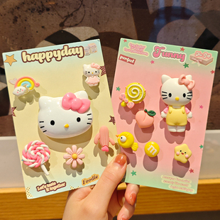 2025爆款hellokitty骨白色洞洞鞋鞋花卡扣配饰卡通立体适配crocs