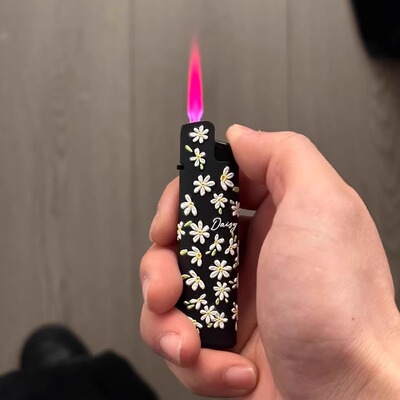 女生高颜值雏菊可爱2026新款防风火机cricket草蜢防爆砂轮打火机