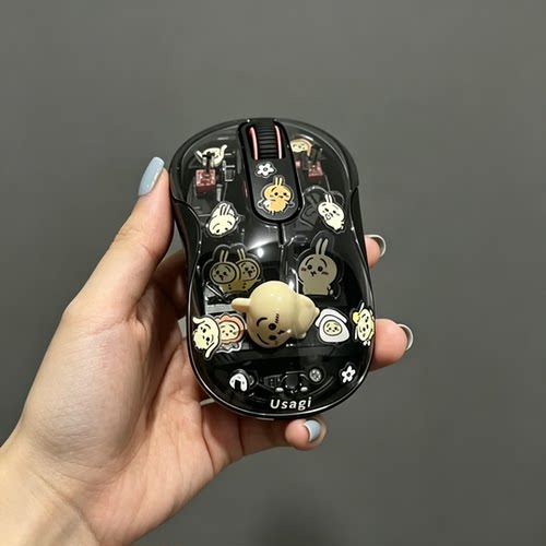 乌萨奇虎猫M333透明无线蓝牙鼠标三模充电款磁吸滑鼠舒适手感可爱
