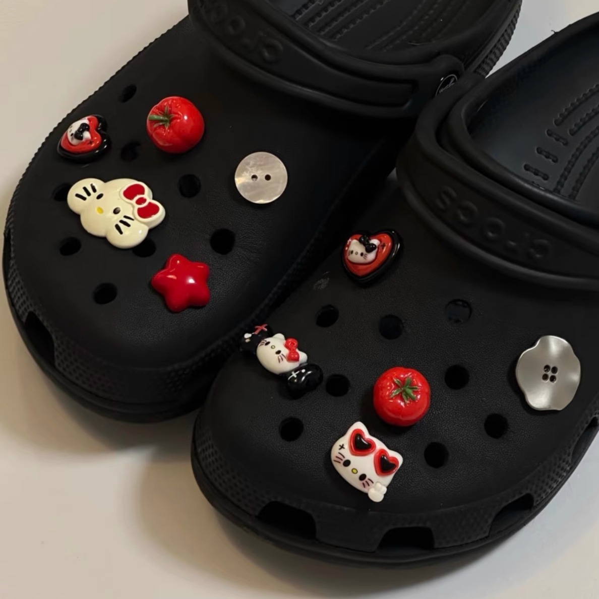 番茄沙司hellokitty洞洞鞋鞋花男女生适配crocs鞋扣配件diy配饰
